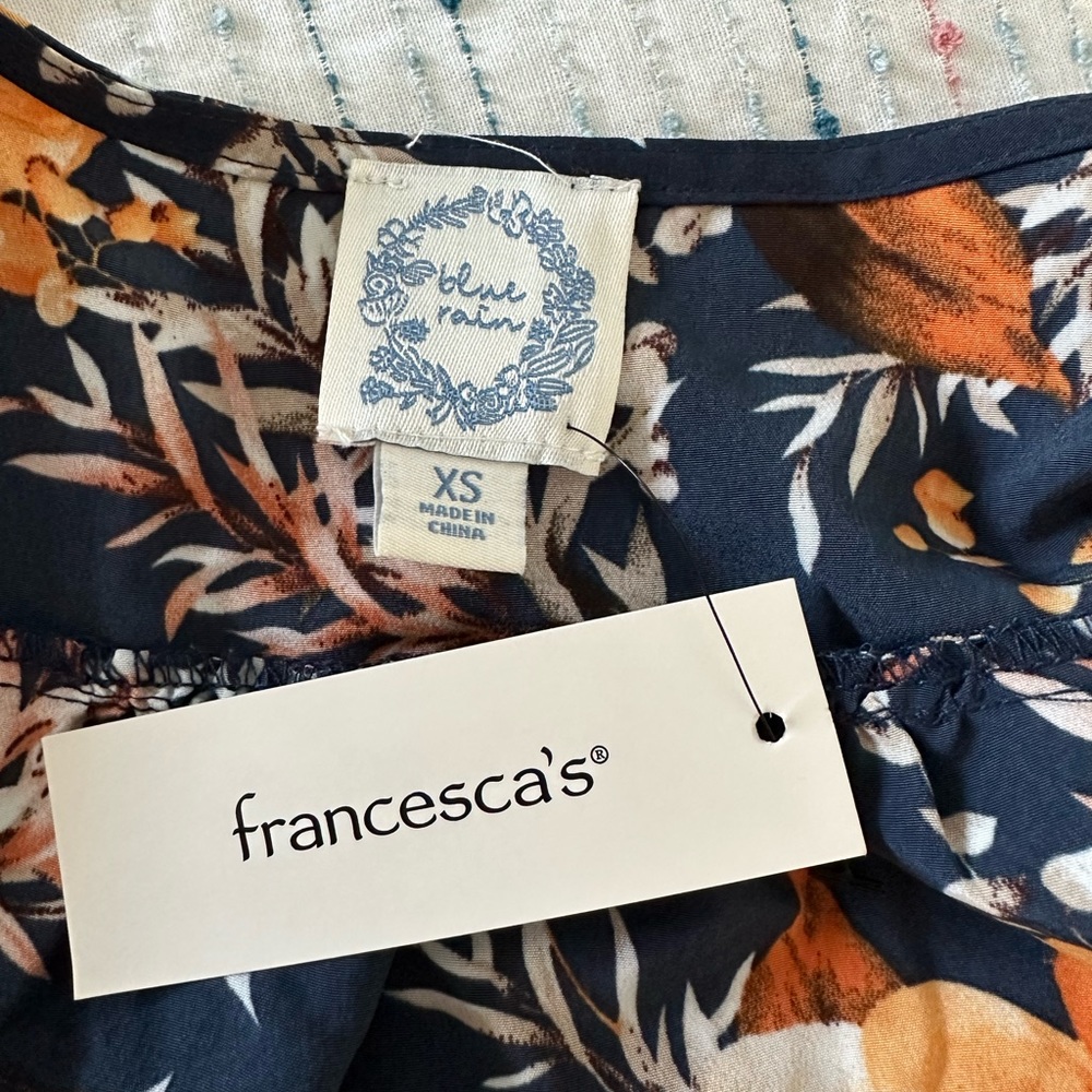 Francesca's Blue Rain NWT Floral Wrap Dress XS Hi-Low Ruffle Boho - Picture 5 of 8